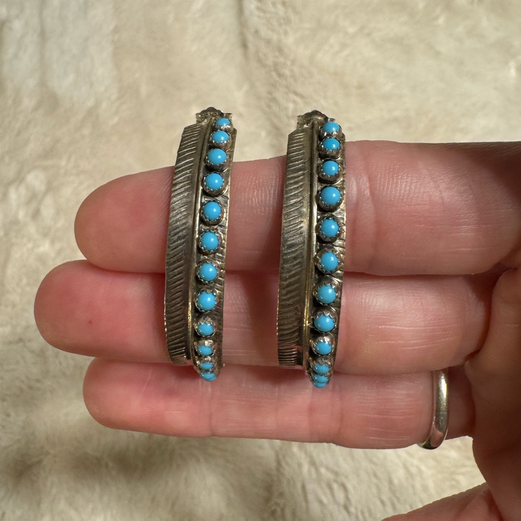 Sterling Silver Turquoise Navajo Earrings